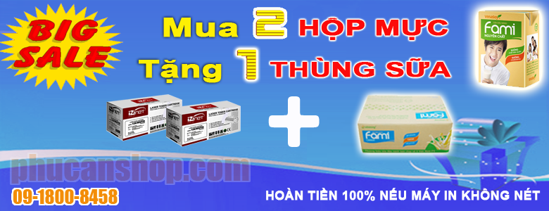 khuyến mại mua 02 hộp mực tặng 01 thùng sữa fami