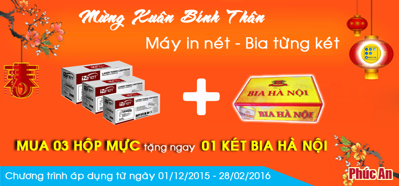 Khuyến mại mua 03 hộp mực tặng 01 thùng bia hà nội